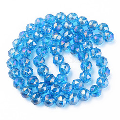 Chapelets de perles en verre transparent électrolytique&nbsp;EGLA-N002-34B-D04