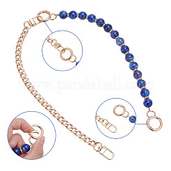 2 Stück 2 Stile 14mm blau rund Harz Imitation Edelstein Perlen Tasche dekorative Ketten & Eisen Panzerkette kurze Tasche Riemen Sets&nbsp;PURS-AR0001-05