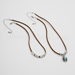 1 ensemble de colliers à cordon double couche avec pendentif en turquoise synthétique pavé en alliage&nbsp;NJEW-CL0001-09A