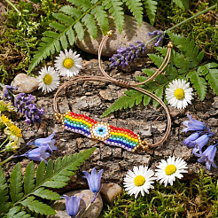 Regenbogenfarbene Glasperlen-Gliederarmbänder&nbsp;DU9433