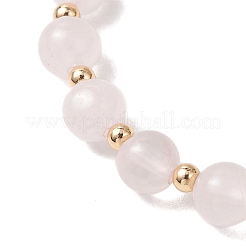 Braccialetti elastici in quarzo rosa naturale e turchese sintetico&nbsp;BJEW-JB13475