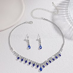 Halskette und Ohrstecker aus tropfenförmigem Strass-Anhänger aus Legierung&nbsp;FS-WG7372C-01