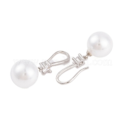 Ganci per orecchini di perle in ABS con placcatura in ottone e zirconi cubici&nbsp;EJEW-S219-16P-06
