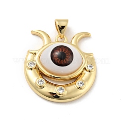 Malocchio con luna in ottone micro pavé pendenti in zirconi chiari&nbsp;KK-G419-10G