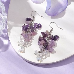 Natürlichen Amethyst Ohrringe&nbsp;EJEW-TA00462-04