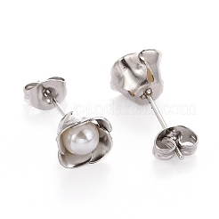 Conjuntos de joyas de acero inoxidable 304 con flores&nbsp;SJEW-H302-13