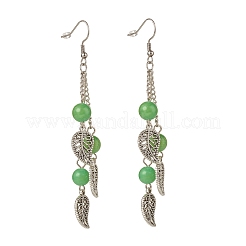 Pendientes colgantes de cuentas de jade de Malasia natural&nbsp;EJEW-JE04823-03