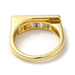 Anelli per dita con micro pavé di zirconi trasparenti in vero ottone placcato oro 18k con placcatura a cremagliera&nbsp;RJEW-M162-05G-01