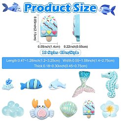 60 Stück 10 Stile Strandmotiv undurchsichtige Harz-Cabochons&nbsp;RE-FS01E3-01