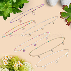 6 Stück 6 Stile Glasperlen Stretch-Taillenketten für Frauen&nbsp;AJEW-CY0001-17