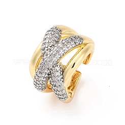 Manschettenfingerringe aus Messing mit Mikropflaster und klarem Zirkonia für Damen&nbsp;RJEW-C116-17G