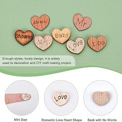 4 Stil Herz mit Liebe & Wort Holz Cabochons&nbsp;WOOD-FH0001-90