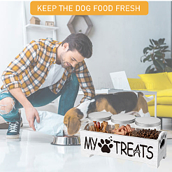 Caja rectangular de madera para alimentos para mascotas&nbsp;CON-GW0001-01A