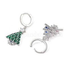 Boucles d'oreilles asymétriques en forme d'arbre de noël&nbsp;EJEW-M257-04A-G