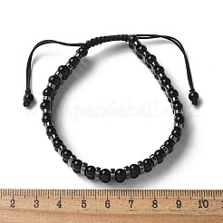 Bracciali regolabili con perline intrecciate in ossidiana naturale ed ematite sintetica&nbsp;BJEW-H626-01-08