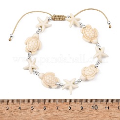 Bracelets ajustables en perles tressées de turquoise synthétique teintée et d'hématite synthétique non magnétique pour femmes et hommes&nbsp;BJEW-JB13779-02