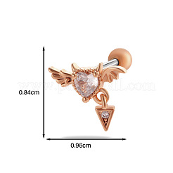Pendientes de cartílago con forma de corazón malvado y micropavé de latón y circonitas cúbicas transparentes&nbsp;WG7D5C2-20