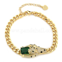Pulseras con dijes y eslabones de circonita cúbica con micropavé de latón&nbsp;BJEW-K261-09G-05