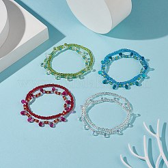 Set di cavigliere elasticizzate con perline di semi di vetro&nbsp;AJEW-AN00522
