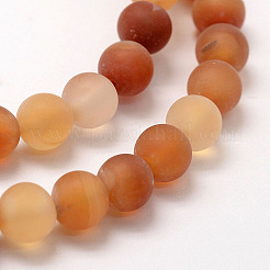 Brins de perles d'agate rouge naturelle givrées&nbsp;G-F372-6mm