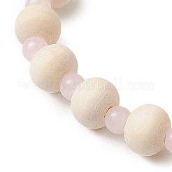 Bracelets extensibles en turquoise synthétique et perles de bois et de verre pour garçons et filles&nbsp;BJEW-JB11129-03