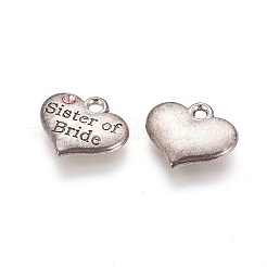 Thema Hochzeit antiken silbernen Ton tibetischen Stil Herz mit Schwester der Braut&nbsp;LS-TIBEP-N005-06C