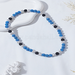 1 Stück Polymer Clay Strass runde Perlen Stretch Halsketten für Männer&nbsp;NJEW-LP0009-37