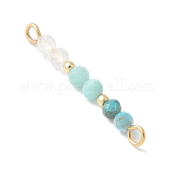 Facettierte runde natürliche Quarzkristall & Amazonit & Apatit Perlen Verbindungsstück Charms&nbsp;PALLOY-JF03530-03