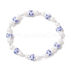 Bracelets extensibles en perles de céramique et porcelaine imprimées à la main pour femmes&nbsp;BJEW-JB12208
