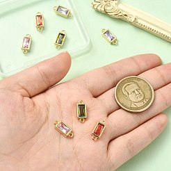 8 pieza de dijes de conector rectangular de vidrio pavé de latón de 4 colores&nbsp;KK-CJ0003-40