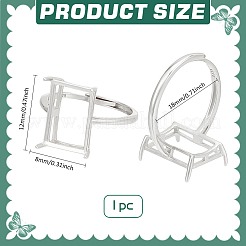 1 pièce de bague rectangulaire réglable en argent sterling à 925 anneaux&nbsp;STER-BC0003-67P