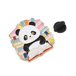 Épingles en émail panda de lecture&nbsp;AL-E002-02B