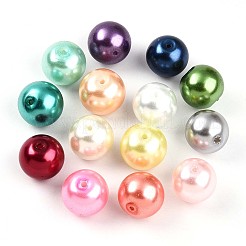 Peinture cuite perles de verre nacré&nbsp;X1-HY-Q003-14mm-M01