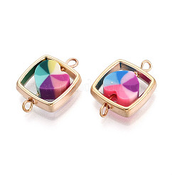 Polymer Clay Herz & Ccb quadratische Rahmenglieder Verbinder Charms&nbsp;CLAY-T022-18A