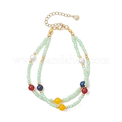 Glasperlen-Mehrstrangarmbänder Armbänder für Damen&nbsp;BJEW-JB12039-01