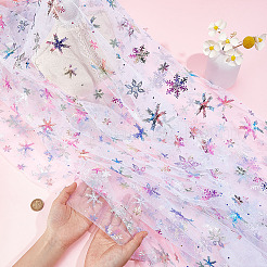 Polyester-Spitzenstoff mit Schneeflockenmuster&nbsp;DIY-WH0061-020C