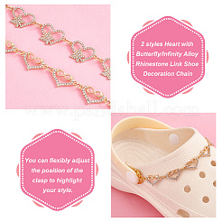 Coeur avec chaîne de décoration de chaussure de lien de strass d'alliage de papillon / infini&nbsp;FIND-AB00008