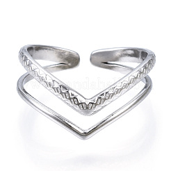 Bague manchette ouverte en acier inoxydable 304 anti-ternissement en forme de cœur&nbsp;RJEW-N040-46