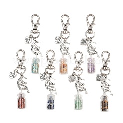 7 pièce de décoration de pendentif en pierre précieuse naturelle et synthétique et bouteille en verre&nbsp;HJEW-JM04167