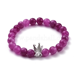 Conjunto de pulseras elásticas de cuentas redondas de calcedonia natural teñida para niñas y mujeres&nbsp;BJEW-JB07058