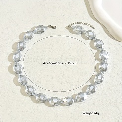 Eleganti collane vintage con perline ovali sfaccettate in vetro per donna&nbsp;YI4782