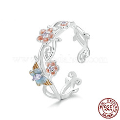 Verstellbare Manschettenringe aus Sterlingsilber mit Zirkonia und Emaille&nbsp;WGE6C21-01