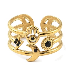 Anello polsino aperto in acciaio inossidabile 304 placcato ionico (ip) per donna&nbsp;RJEW-F166-01G-02