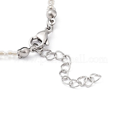 Collana pendente di perle naturali con catene di perline di vetro&nbsp;NJEW-M201-01A