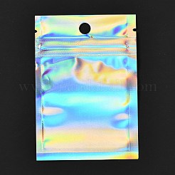 Bolsas rectangulares de plástico con cierre de cremallera y efecto holográfico brillante&nbsp;LS-OPP-I002-01A