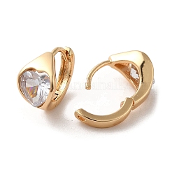 Boucles d'oreilles créoles en laiton doré clair avec micro pavé de zircones cubiques&nbsp;EJEW-C073-09C-KCG