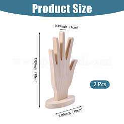 2 support de rangement pour bagues en bois en forme de main pour bureau&nbsp;ODIS-CA0001-33A