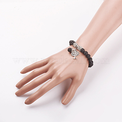 Natürliche Lava Rock Stretch Charm Armbänder&nbsp;X-BJEW-JB03478-01