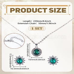 Set mit Ohrsteckern mit Sonnenblumen-Zirkonia und Halskette mit Tansanit-Anhänger – Modeschmuck im Kate-Middleton-Stil&nbsp;SJEW-LP0001-15