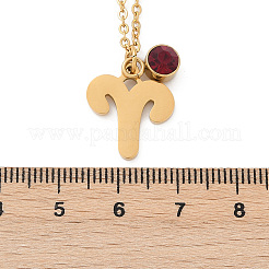 Collar con colgante de constelación de piedra de nacimiento con taladro de vidrio de acero inoxidable 304&nbsp;LS-STAS-D305-08G-A